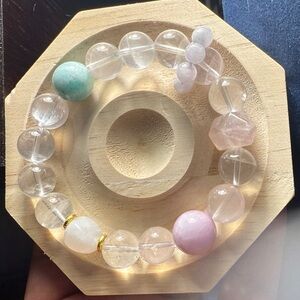 Clear Quartz with Mixed Accents Crystal Stretch Bracelet